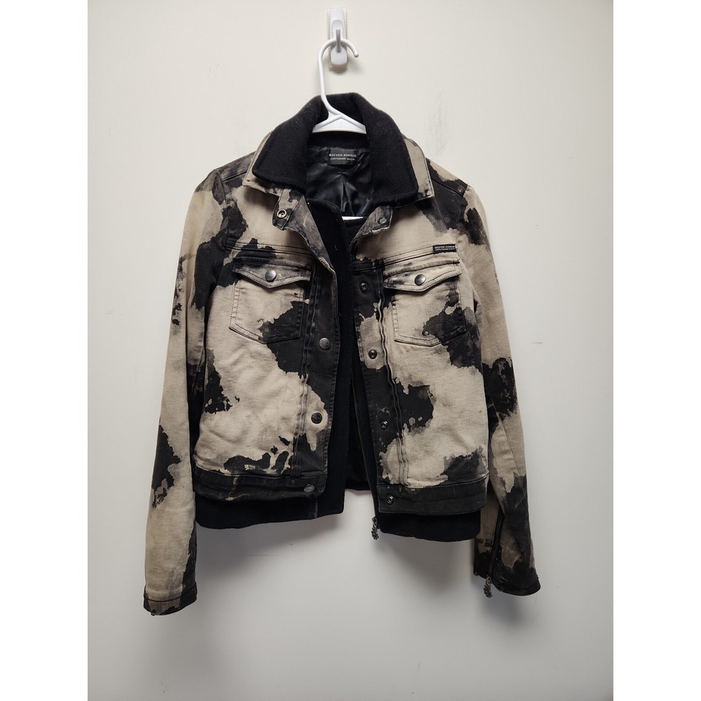 MAISON SCOTCH Jacket Womens SMALL Tye Die Short Biker Style Zip